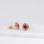 Radiant Ruby Halo Earrings
