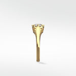 Side view of the Mondo Engagement Ring in yellow gold, showcasing the intricate vintage-style basket setting with milgrain details.