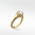 Mondo Engagement Ring in yellow gold, featuring a round brilliant diamond and intricate vintage filigree details.