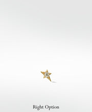 A single Mini Shooting Star diamond stud earring in yellow gold, right ear option, on a white background.