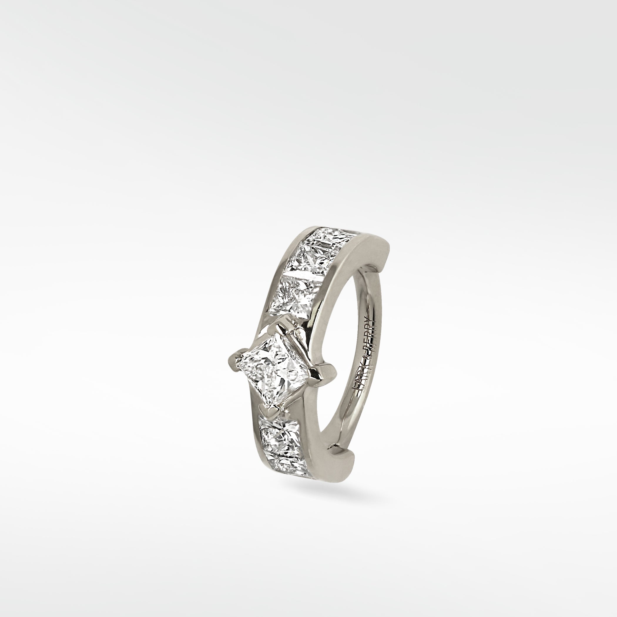 Modernist Princess Cut Diamond Hoop