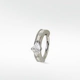 Modernist Triangle and Baguette Diamond Hoop