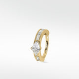 Modernist Triangle and Baguette Diamond Hoop