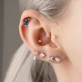 Queen's Crescent Blue sapphire Regal Stud Earring