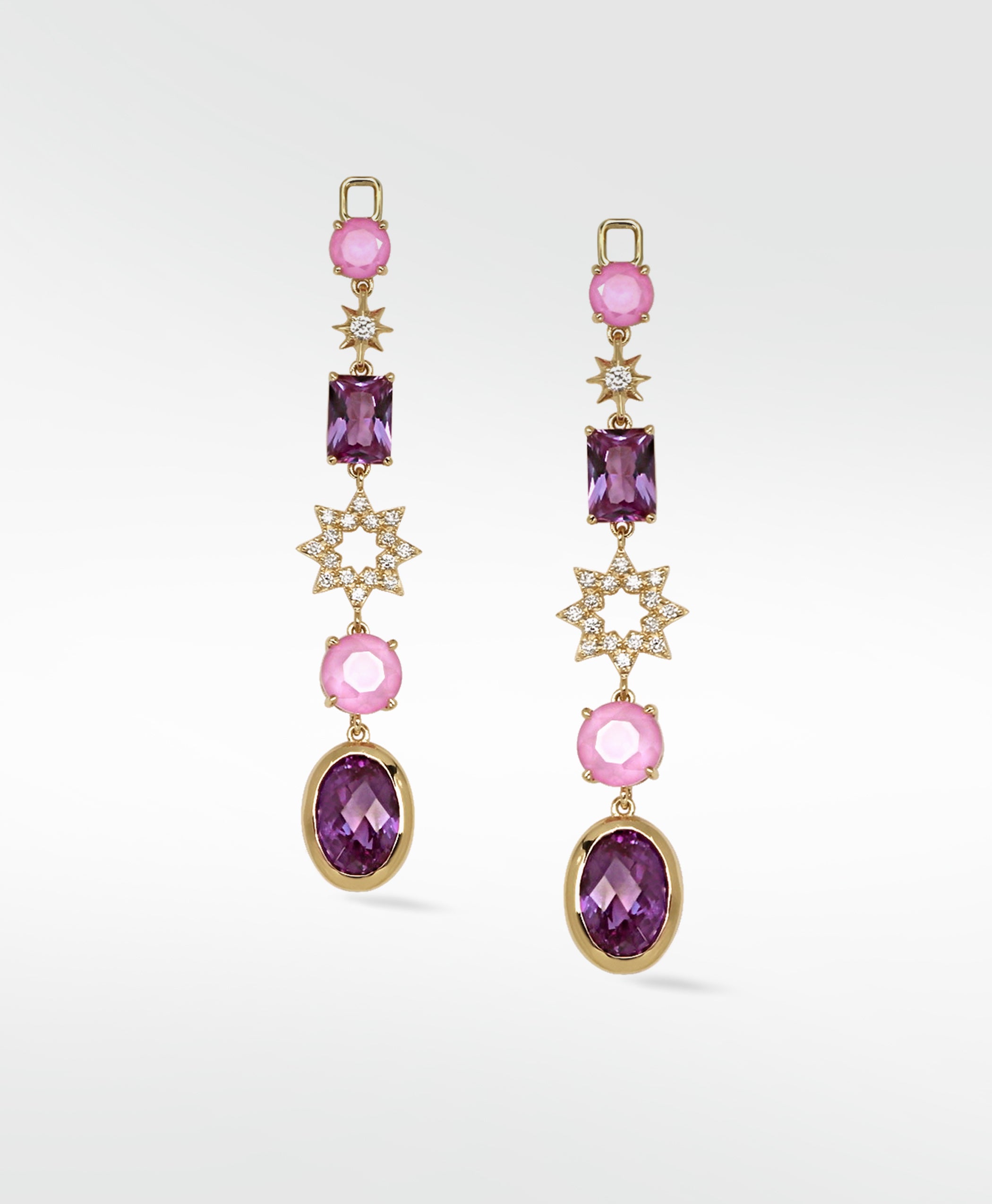 Detachable Diamond Starburst and Sapphire Long Drop with cultured diamonds lab grown diamonds created diamonds lark and berry