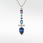 Detachable Sapphire Diamond and Emerald Long Drop with cultured diamonds lab grown diamonds created diamonds lark and berry
