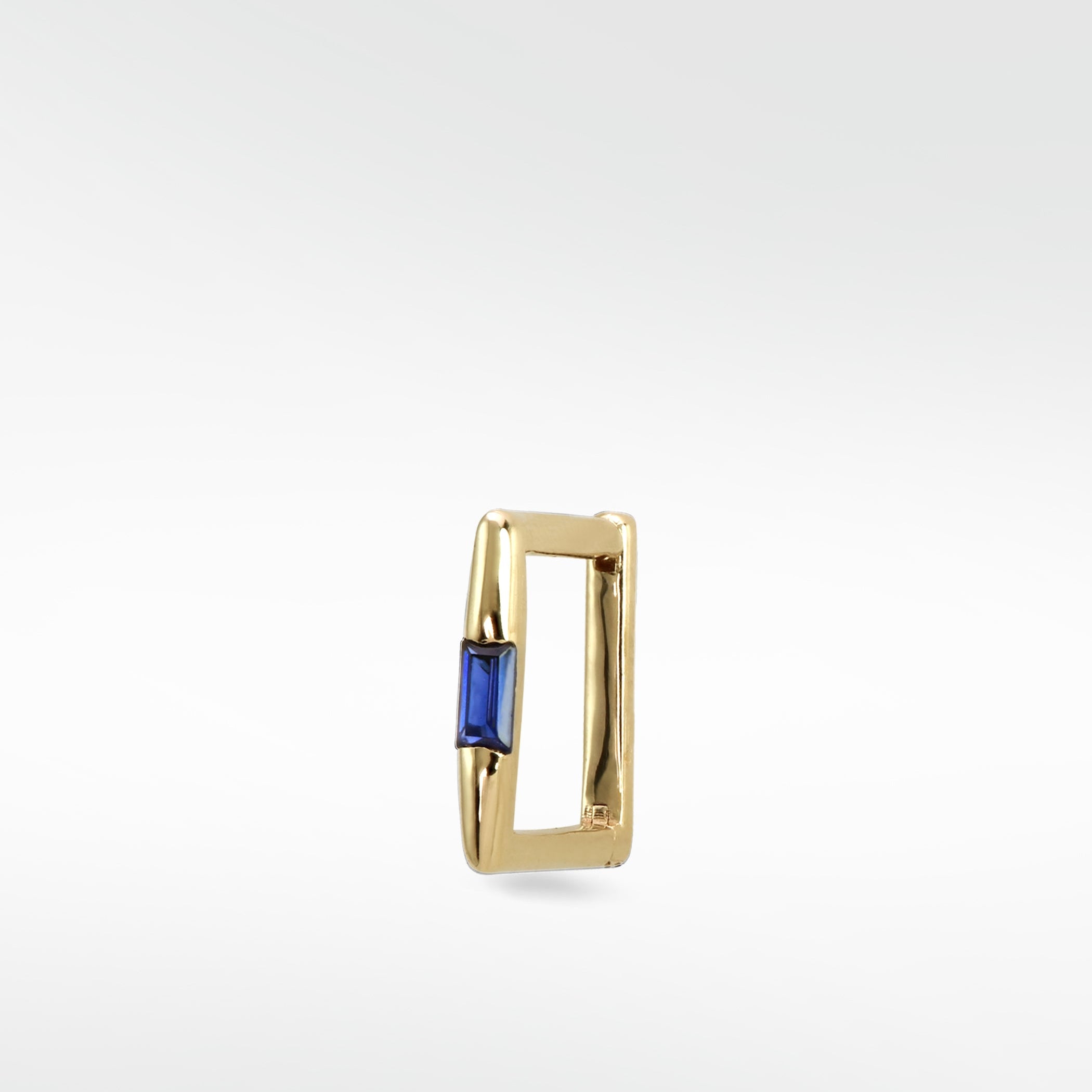 Squared Baguette Set Hoop - Blue Sapphire