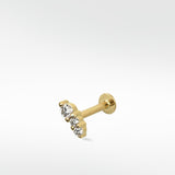 Trio Stone Diamond Crawler Stud Earring