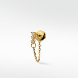 Modernist Tennis Diamond Earring with Chain in 14K Gold