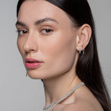 Modernist Tennis Diamond Earring with Chain in 14K Gold