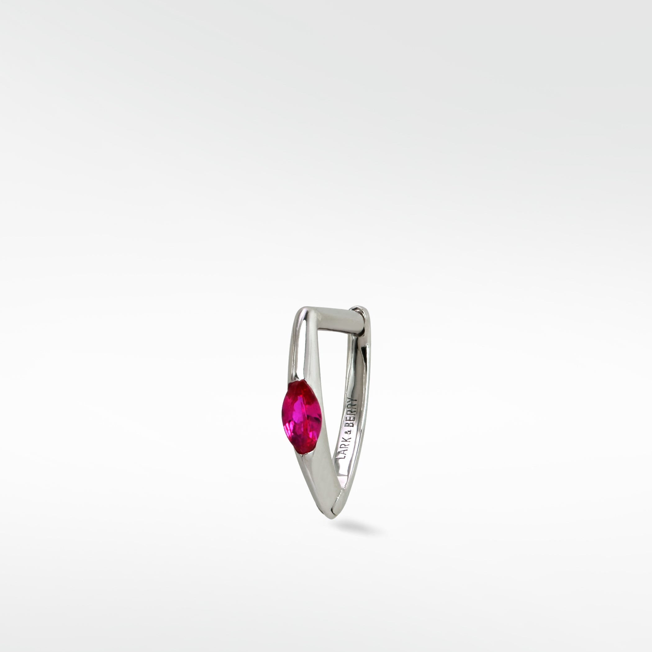 Marquise Set Knife Edged Hoop - Ruby