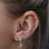 Trio Stone Diamond Crawler Stud Earring