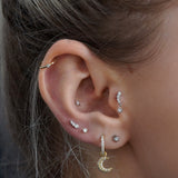 Starburst Drop Diamond Crawler Stud Earring