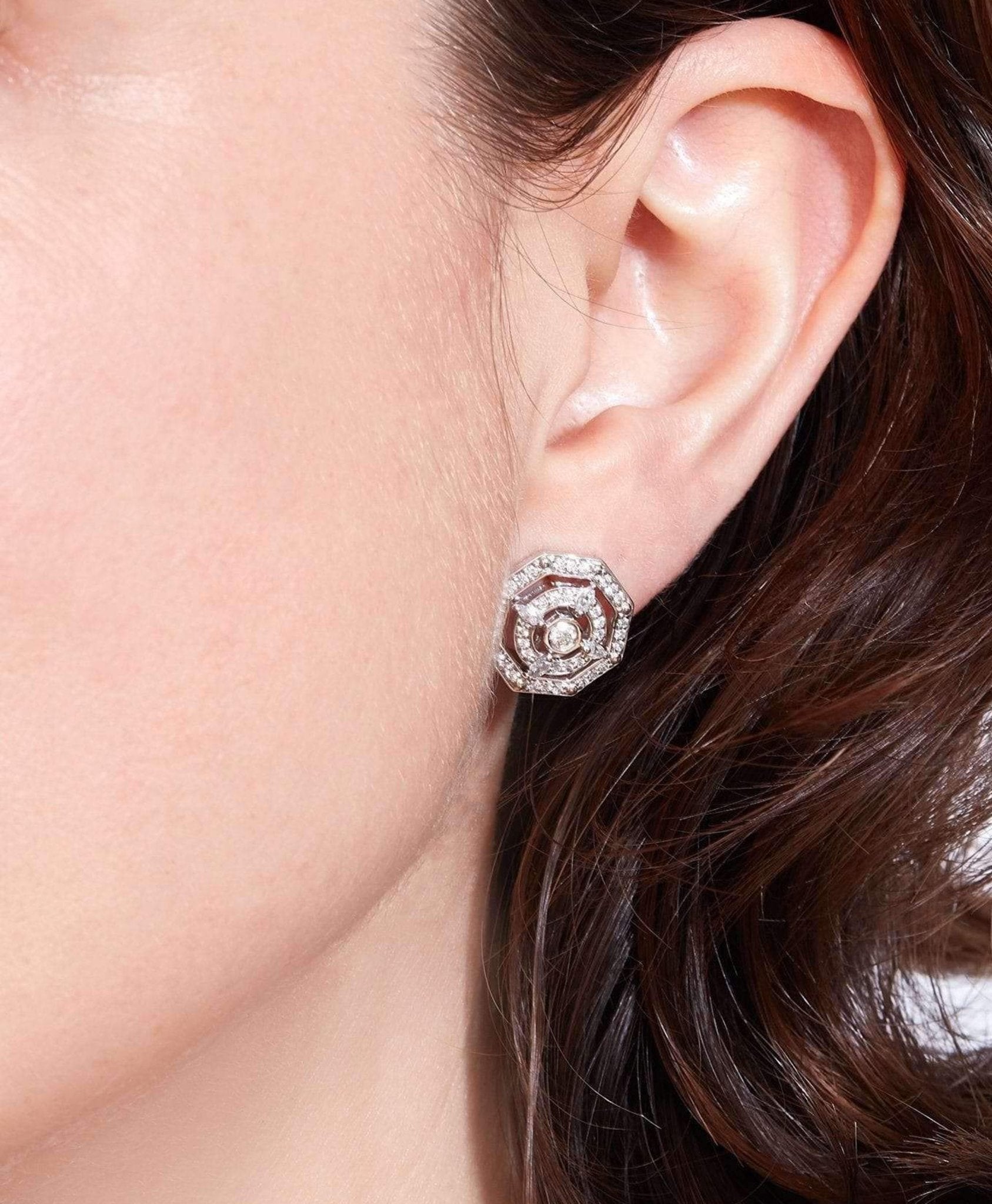 Aerides Diamond Stud Earrings in Solid 18K Gold - Lark and Berry