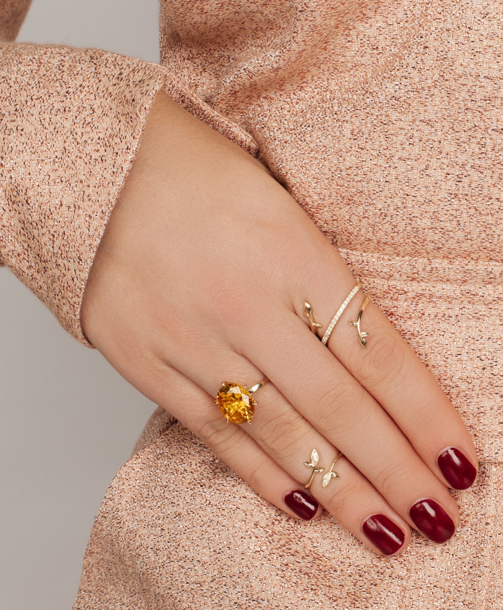 Alicia Diamond Open Leaf Ring in 14K Gold - Lark and Berry