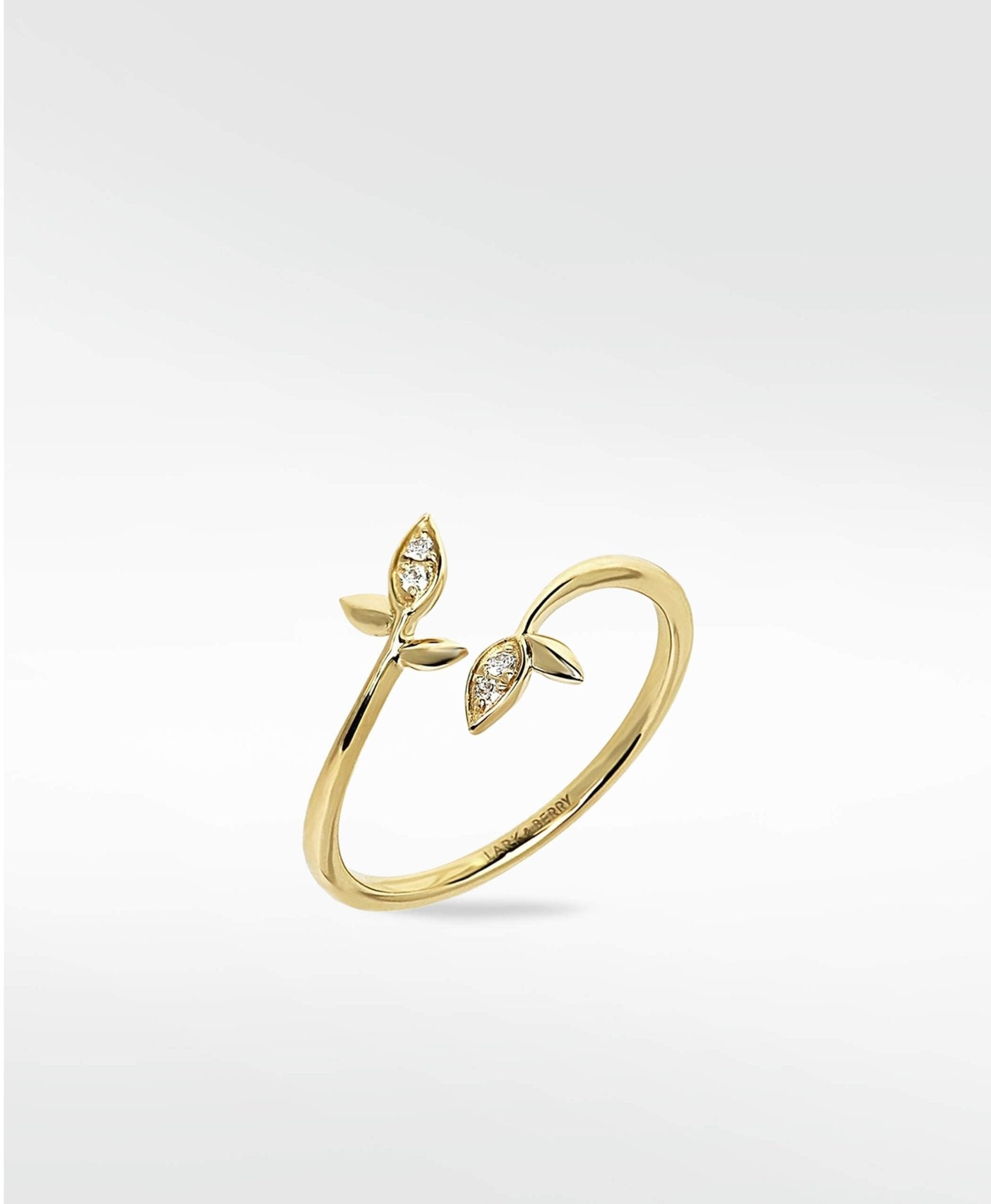 Alicia Diamond Open Leaf Ring in 14K Gold - Lark and Berry
