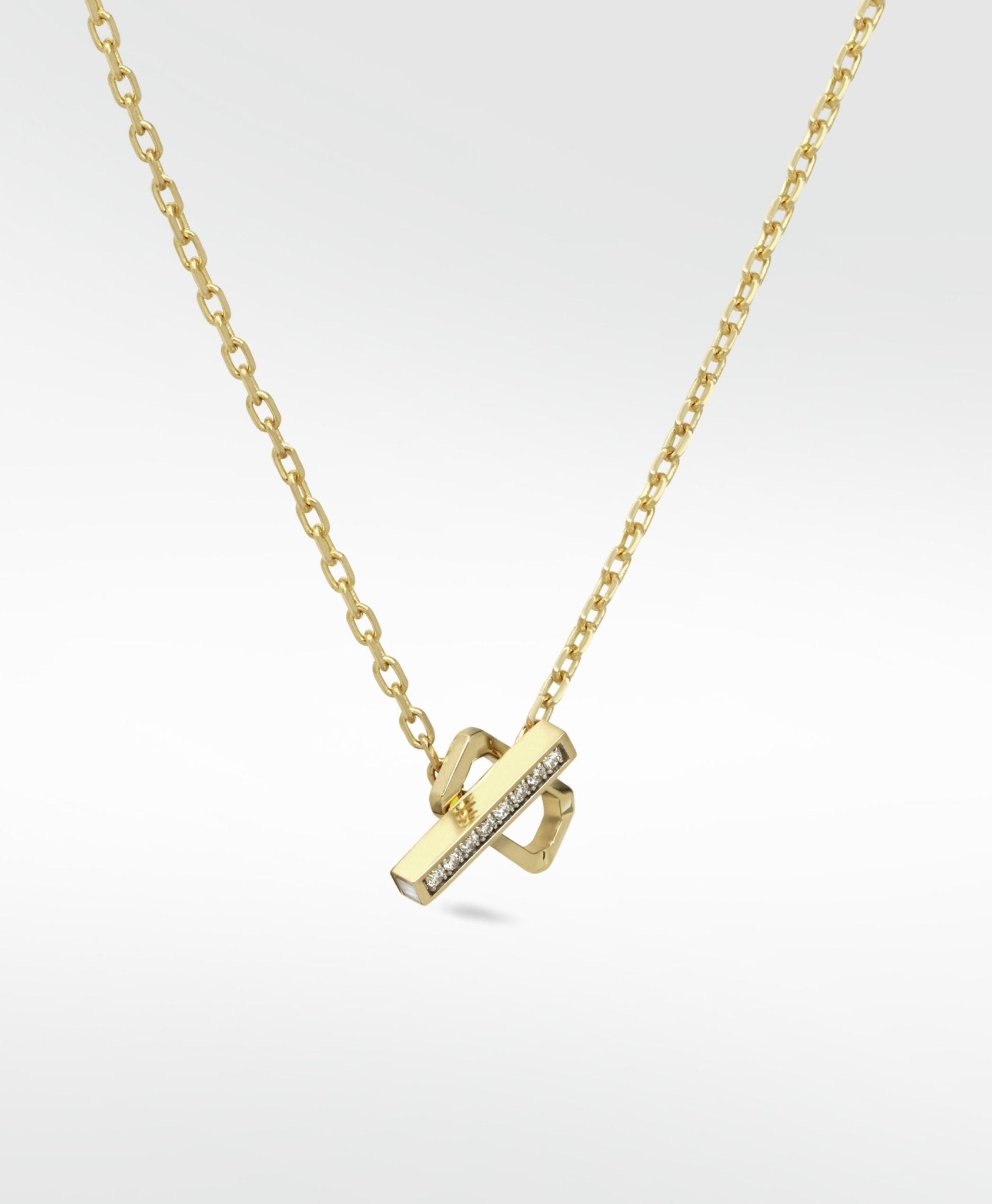 Eclipsis Toggle Necklace with Diamonds in 18k Yellow Gold - Lark and Berry