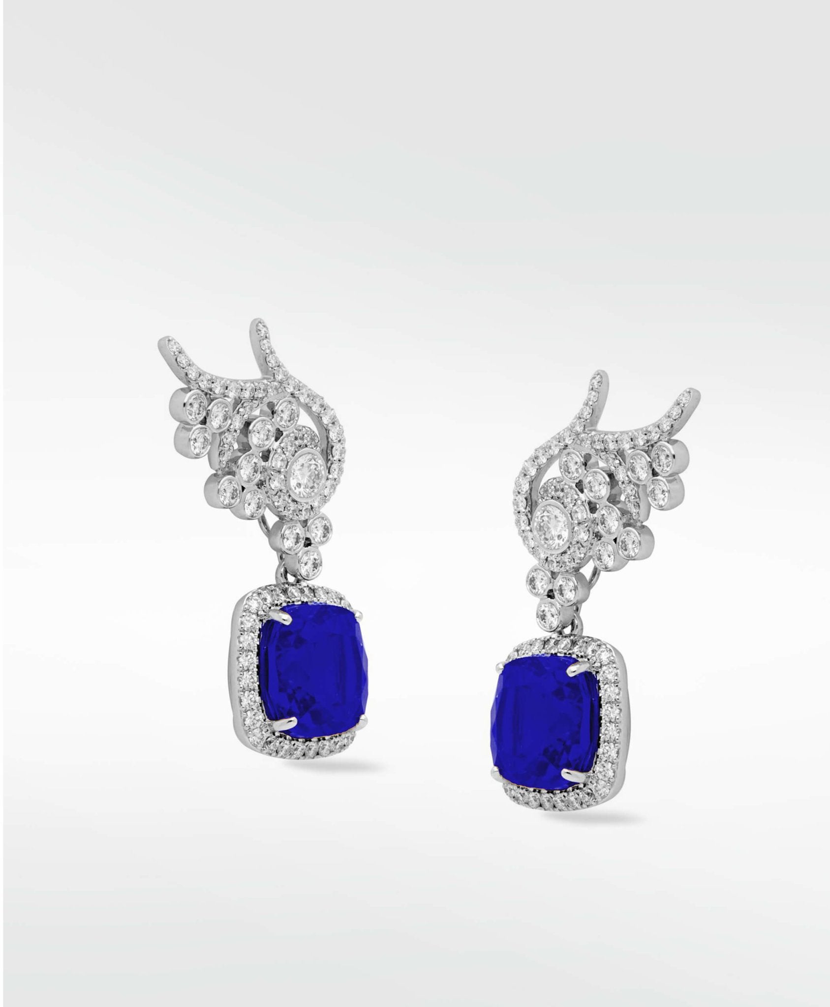 Flora Blue Sapphire Detachable Drops in Solid 18K White Gold - Lark and Berry