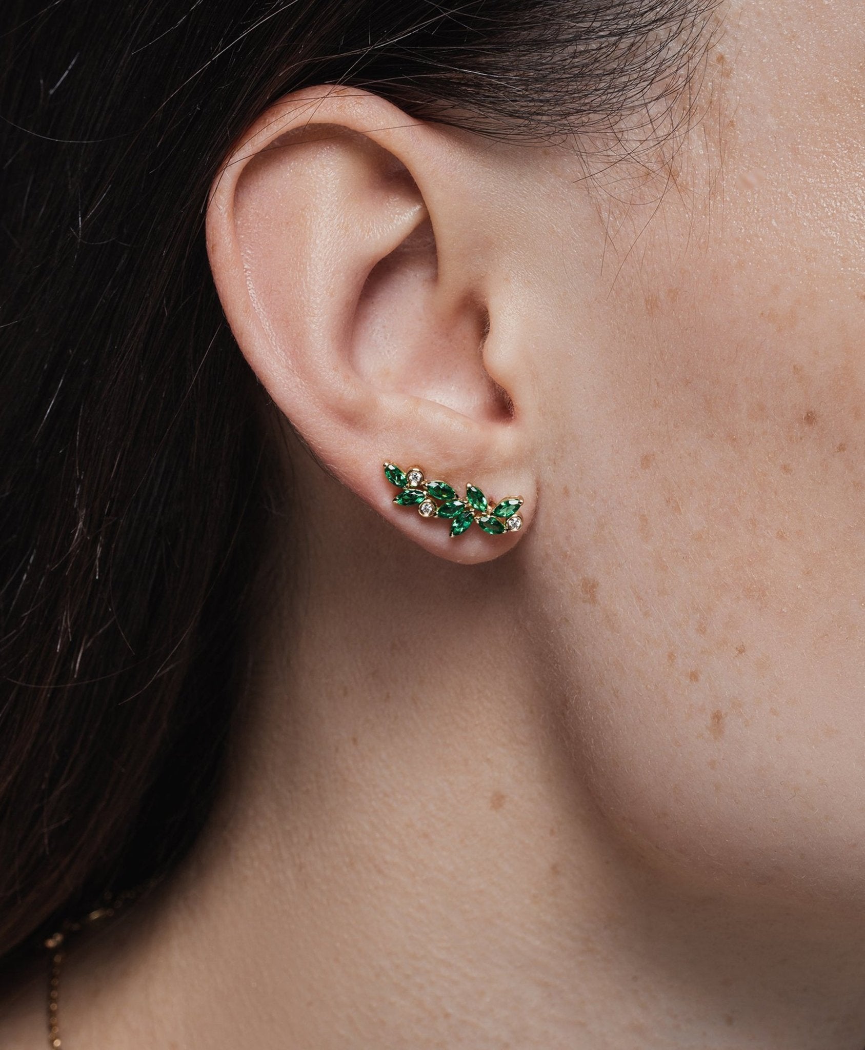 Veto Diamond and Emerald Ear Crawler in 14K Gold - Lark and Berry