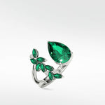 Veto Emerald Open Petal Cocktail Ring in 18K White Gold - Lark and Berry